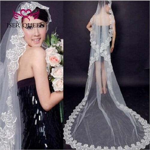 Ivory White Color Wedding Veil 1.5 meter 3 meters long Vintage Lace Wedding Bridal Veil A8002