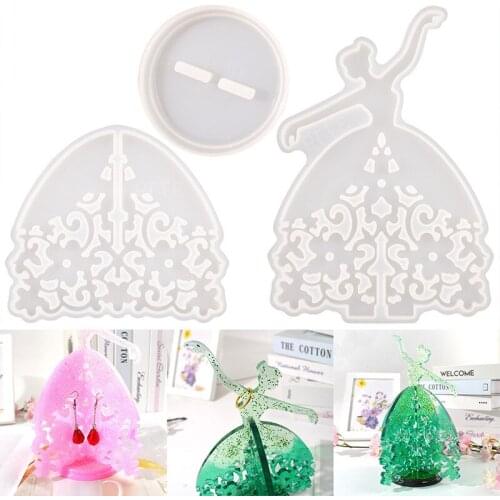 Ballet Girl Jewelry Holder Mould Diy Epoxy Mould Dancing Girl Bracket Three-dimensional Swing Table Silicone Mould Rein Molds