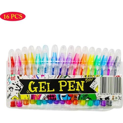 16PCS Mini Glitter Gel Pens PVC Bag Multicolor Water Pen Neutral Signature Pen DIY Color Gel Pen For Innovative Office Supplies