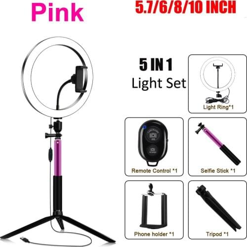 Ring Light 10 inch Selfie ring light 8/6/5.7“ Photography Lighting Camera Photo For Youtube Live Streaming Phone+Tripod USB Plug