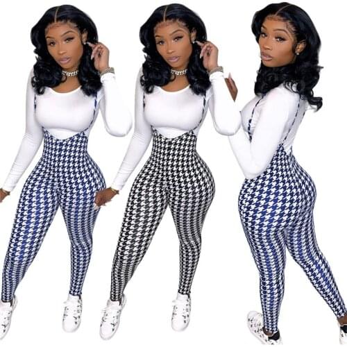 Two Piece Set Women Solid Top Tshirts Suspender Trousers Leggings Plaid Pants Club Outfits Tracksuit Wholesale Dropshipping 2020
