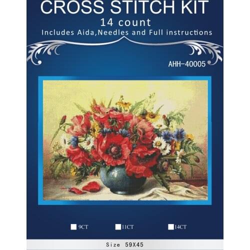 Red poppy Patterns Counted Cross Stitch 14CT Cross Stitch Set Chinese Cotton Cross-stitch Kit Embroidery Needlework