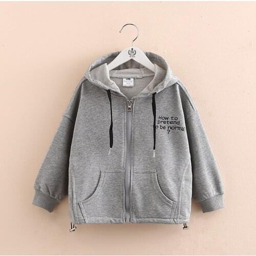 Toddler Girls Jackets Kids Casual Loose Coat Autumn Korean Letter Print Hooded Zipper Jacket for Girl 3-8 Y Child Outwear New