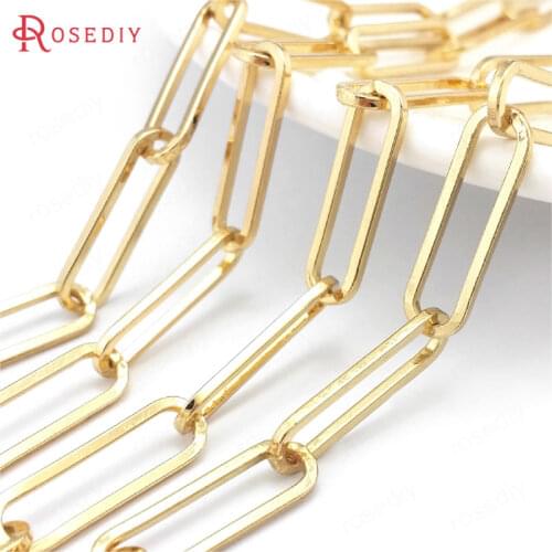 1 Meter 5.5MM 6MM 24K Gold Color Brass Square Wire Long Oval Shape Necklace Chains Jewelry Making Supplies Findings Accessories