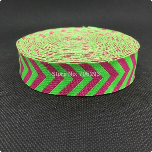 HOT!!! 2015 NEW wholesale 7/8'' 22mm Wide Green pink herringbone stripe Woven Jacquard Ribbon dog chain accessories 10yards/lot