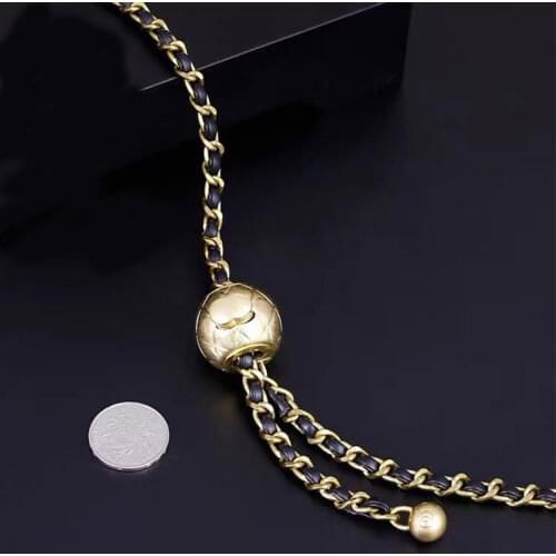2021 small golden ball bag chain small fragrant round golden bead adjustment buckle bag chain messenger bag belt