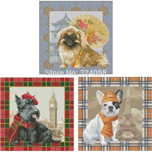International Puppy Series Counted Cross Stitch 11CT 14CT 18CT DIY Chinese Cross Stitch Kits Embroidery Needlework Sets