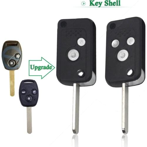 Bilchave Modified 2/3 Buttons Flip Remote Car Key Shell Fob For Honda Accord CRV Jazz HRV Civic Pilot Odyssey With Uncut Blade