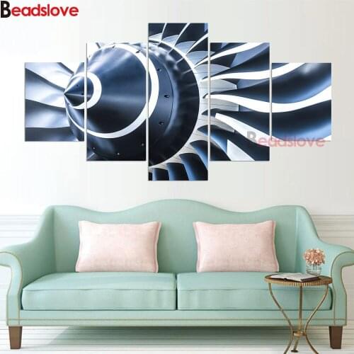 5pcs 5D DIY Diamond Painting Abstract Airplane Engine Full Square Round Drill Mosaic Rhinestone Embroidery Nordic wall Decor