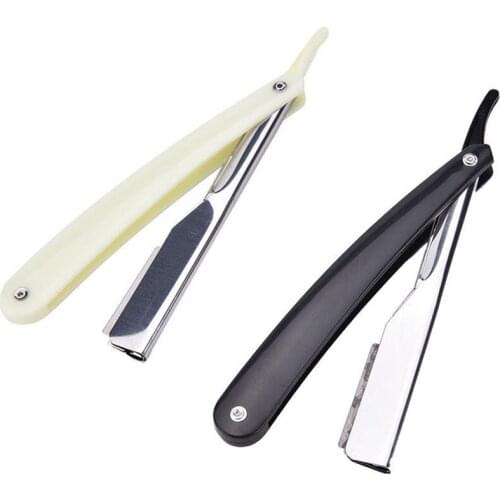 Stainless Steel Foldable Straight Edge Barber Shaving Razor Shave Beard Cutter Holder With Blade Mirror Finish Hair Remove Kit
