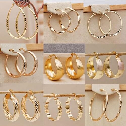 New Trendy Metal Earrings For Women Gold Copper Hoop Earrings Hip Hop Eardrop Round Circle Earrings Fashion Jewelry Accessories