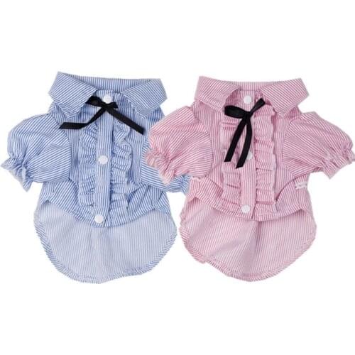 Spring Summer Dog Clothes for Small Medium Dogs Cats Cotton Striped Pet Puppy Chihuahua Clothing Pug Yorkshire T-Shirt Shirts