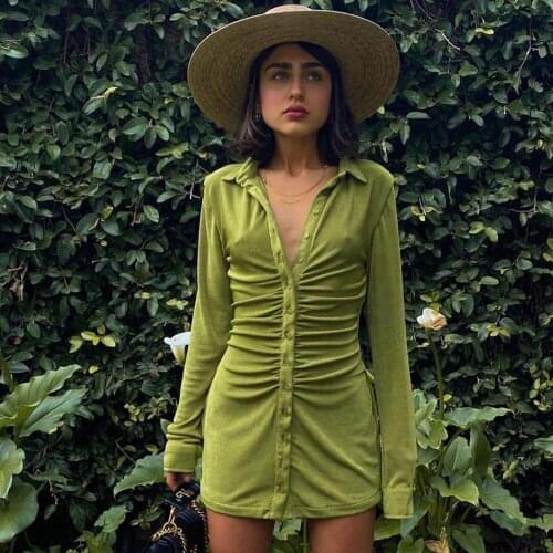 Autumn Sexy Long Sleeve Womens Dress 2021 Casual Fashion Lapel Solid Color Single Breasted Cardigan Women Boho Long Maxi Dress
