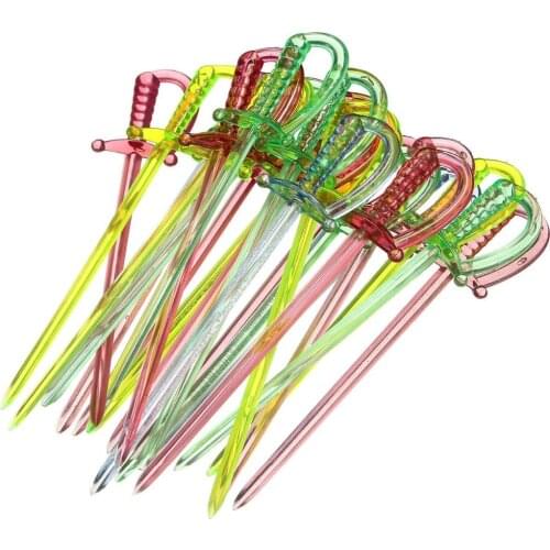 100pcs Mixed Color Plastic Epee Buffet Sticks For Fruits Cocktail Snack Food Forks Tableware Barware Kitchen Accessories