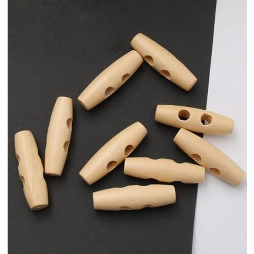 Horn Toggle Buttons Natural Wooden With 2 Holes Sewing Craft Diy Accessory Compatible With Clothing Coat Overcoat Jacket Blazer