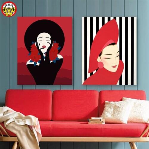 Painting by numbers art paint by number Diy actress Ichiro Tsuruda hand-painted background wall decoration painting oil painti