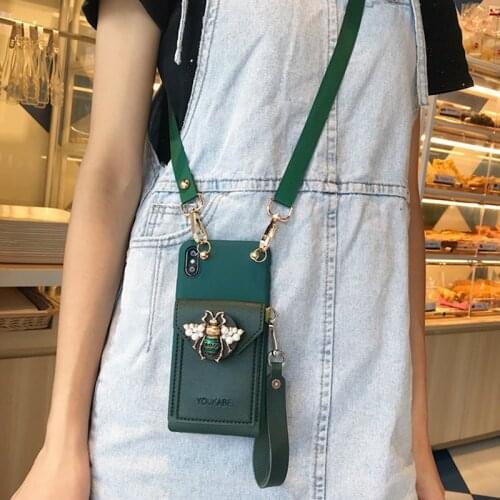 3D Luxury brand pearl bee wallet soft phone case for iphone 11 12Pro Max 7 8 6S plus X XR XS SE 2020 cover for samsung S8 S9 S10