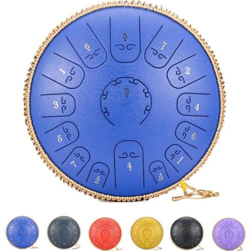 Steel Tongue Drum 15 Note 14 Inches Tank Drum, Percussion Handpan Drum for Yoga Meditation Entertainment Musical Education Black