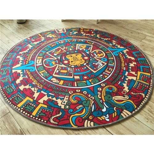 Totem Round Mat Printed Soft Carpet Black and White Bath Rugs Kids Doormats for Living Room Floor Mat 4 Sizes
