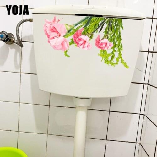 YOJA 12.9X22.9CM Fresh Carnation Bouquet Living Room Wall Stickers House Decoration Toilet Decal T1-1842