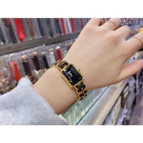 Women bracelet type brand watch exquisite and compact stainless steel leather strap Christmas and Valentines Day gift preferred