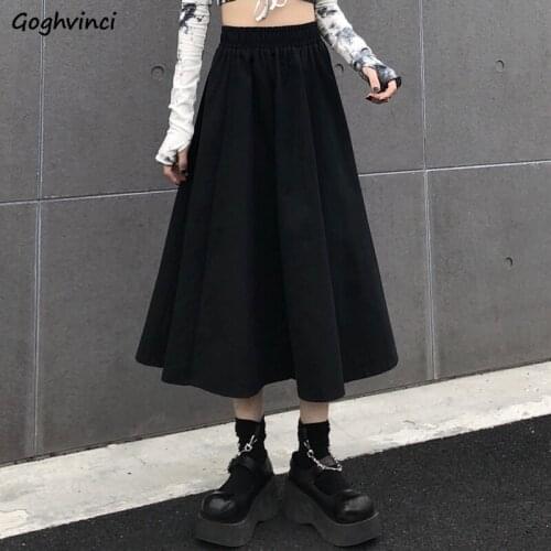 Women Skirts High Elastic Waist Cotton Soft Cozy Solid Simple A-line Slim Loose Students Streetwear Cool Cargo Fashion Casual