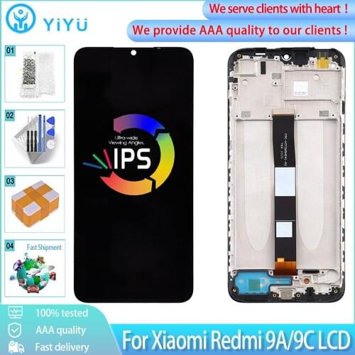 6.53" Original For Xiaomi Redmi 9A 9C LCD Display Touch Screen With Frame Digitizer Assembly Replacement For Xiaomi Redmi 9C LCD