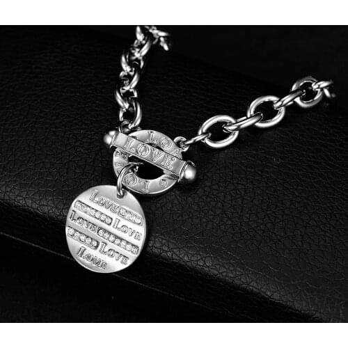 Gold Bracelets Bangles For Women Round Disk With LOVE LOGO Silver Color Bracelet Women Luxury H Bracelet Manchette Femme Argent