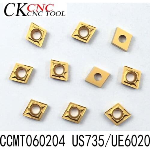 10Pcs CCMT060204 UE6020 US735 CCMT21.51 carbide inserts CCMT 060204 CNC Lathe Tools cutter Internal Turning tool