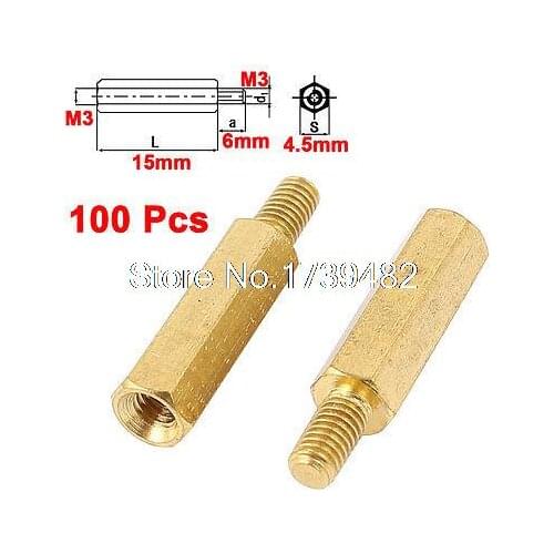 100Pcs M3 Male to Female Thread 15mm+6mm Hex Screw Standoff Spacer for PCB Board