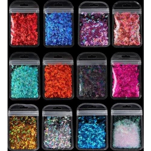 12 Colors Alphabet Holographic Laser- Letters Chunky Glitter Epoxy Resin Festival Chunky Letters Mixed Sequins