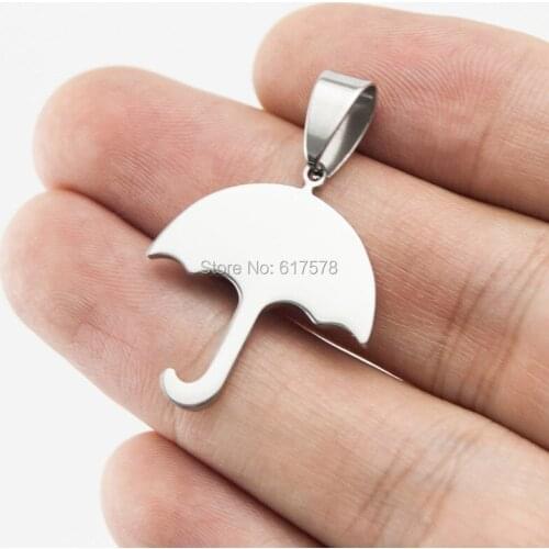 20pcs umbrella bumbershoot Tags Pendants for men women burnish double polished stainless steel diy Necklace Pendants