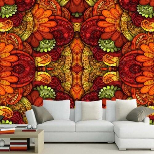 Seamless orange flower 3d wallpaper papel de parede,living room tv wall bedroom wall papers home decor restaurant bar mural