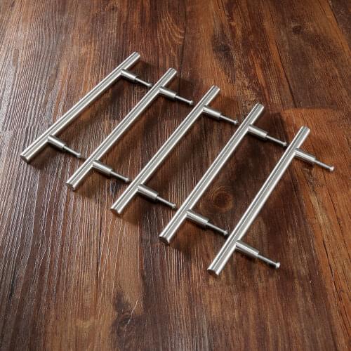 5Pcs Stainless Steel Kitchen Cupboard Cabinet Knob T-Bar Drawer Drawer Door Pull Handles Furniture Handles and Knobs 64/96/128mm