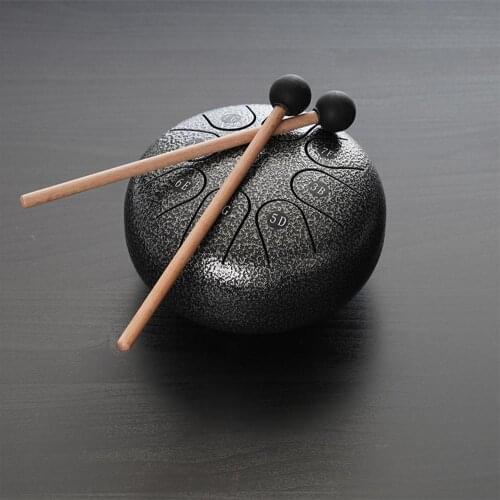 Steel Tongue Drum 8 Notes 6 Inches Titanium Steel Percussion Instrument Tongue Drum Hand Pan Drum With Drumsticks Music Score