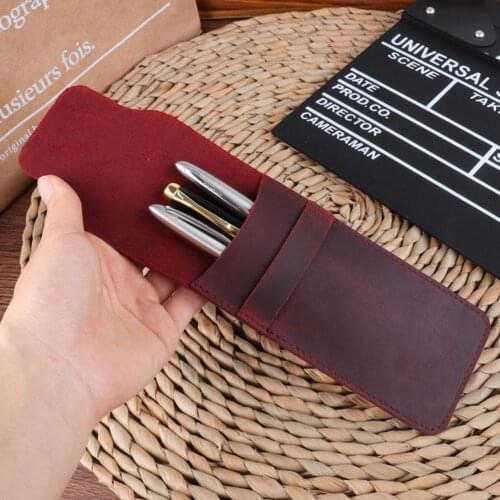 Retro Faux Leather Handmade Pen Holder Pencil Pouch Protective Sleeve Cover Portable Lightweight Durable Exquisite Workmanship