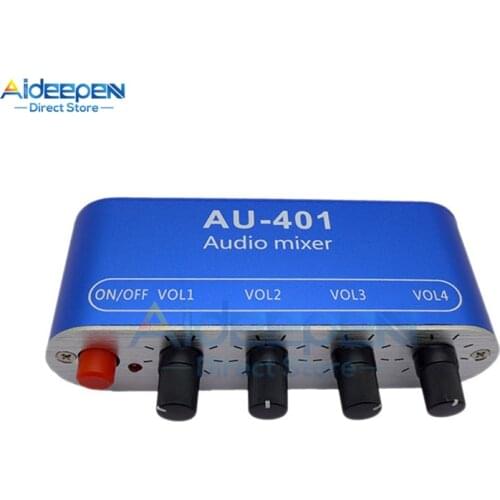 DC 5V-12V 2/4 Channels Stereo Audio Signal Mixer Board Drive Headphone Power Amplifier Mixing Board One Output 4 Way Input