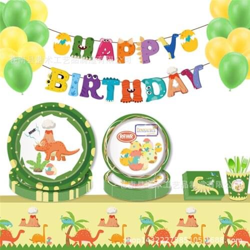 Dinosaur Theme Birthday Party Disposable Tableware Decoration Paper Plate Cup Napkin Baby Shower Kids Boys Favor Decor xx224