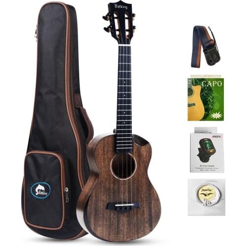 Batking Tenor Ukulele for Beginners, Solid Mahogany Hawaiian Ukuleles for Adults, Professional Ukalalee with Uke Beginne