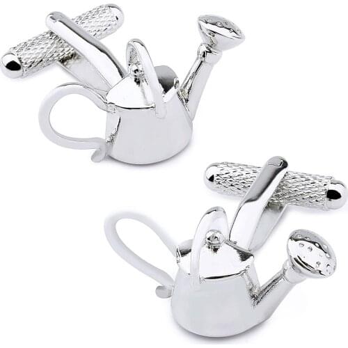 HAWSON Metal Cufflinks of Amusing Style Watering Pot Imitation Rhodium Cuff Links for Mens French Cuffs/Shirts Jewelry