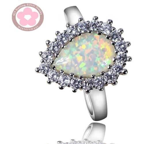 JZR0105Gorgeous White Opal Silver Plated Ring Wedding Rings for Bridal Fine Jewelry Charming Cocktail Ring Women Christmas Gift