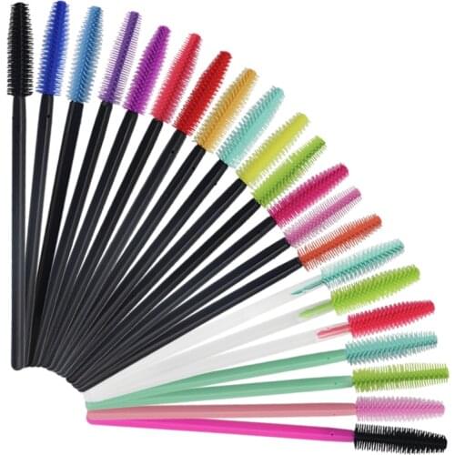 HOT 50 pcs Disposable Silicone Eyelashes Brushes Mascara Stick Applicator Eye Lash Makeup Brush Eyelash Extension Makeup Tools