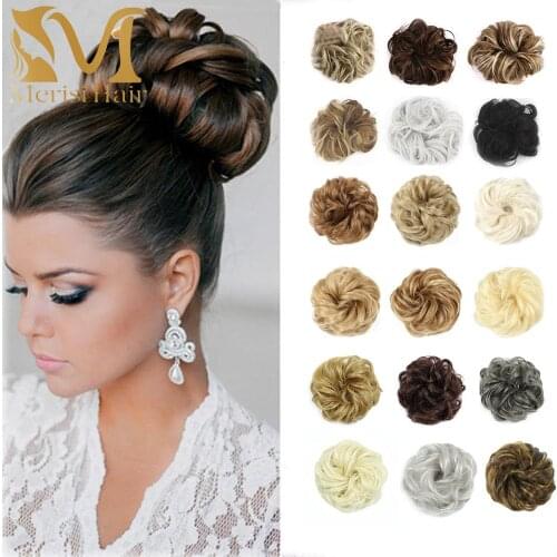 MERISIHAIR Synthetic Flexible Hair Bun Chignon Elastic Messy Wavy Scrunchies Wrap For Ponytail Extensions