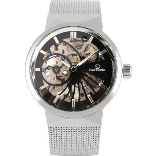 Mens Watch Hand-winding Mechanical Watch Exquisite Stainless Steel Skeleton Steel Mesh Strap Mechanical Watch