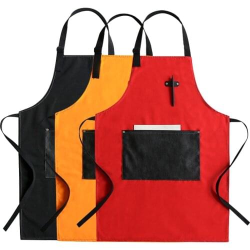 Waterproof Oil-Proof PU Pocket Coffee Pinafore Women Apron Kitchen Accessories Baking Cooking Accessories Cleaning Bibs 46454