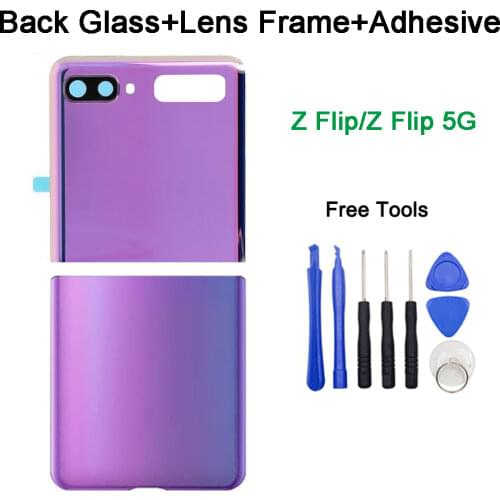 1Pcs Original Back Glass For Samsung Galaxy Z Flip 4G/5G F700 F7000 F707 F7070 Rear Battery Cover Case Housing Replacement Part