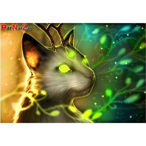ParNarZar Diamond Painting Cat at night Cross Stitch Diamond Painting Mosaic Diy Diamond Embroidery Patterns Rhinestones Arts