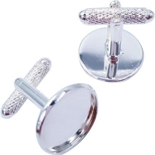 Silver Plated 12mm 14mm 16mm 18mm 20mm Cufflink Blanks Settings French Cufflinks Trays Cabochons Cameo Bezel Base CL010
