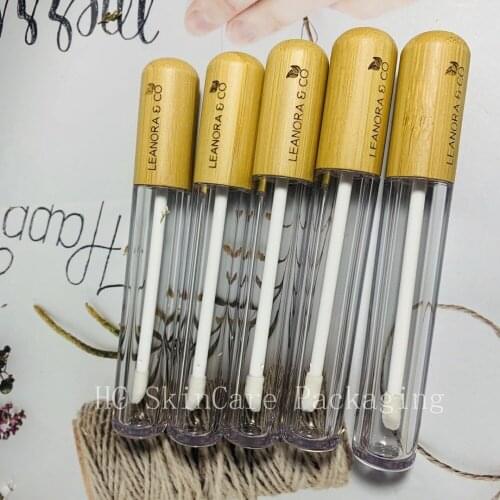 5ml Empty Lip Gloss Tube With Bamboo Lid Plastic Lip Gloss Bollte Tube DIY Tool Cylindrical Lip Gloss Tube Container Wholesale