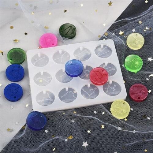 DIY 12 Constellations Pendants Resin Mold Handmade UV Epoxy Silicone Mold For Jewelry Making Tools Resin Crafts